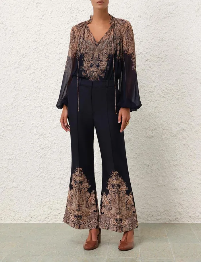 Women Tops Zimmermann Natura Billow Blouse Navy Paisley