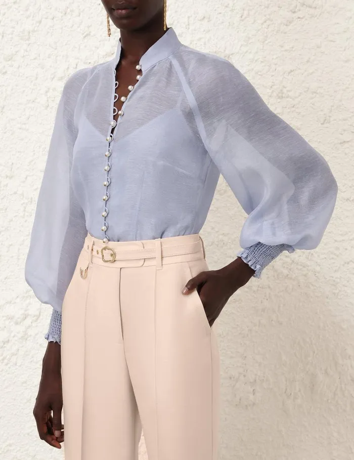 Women Tops Zimmermann Natura Blouse Lilac Blue