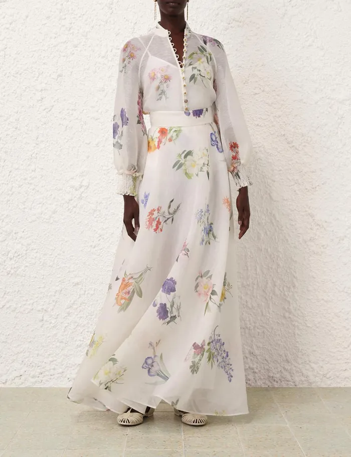 Women Tops Zimmermann Natura Blouse Multi Botanical Ivory