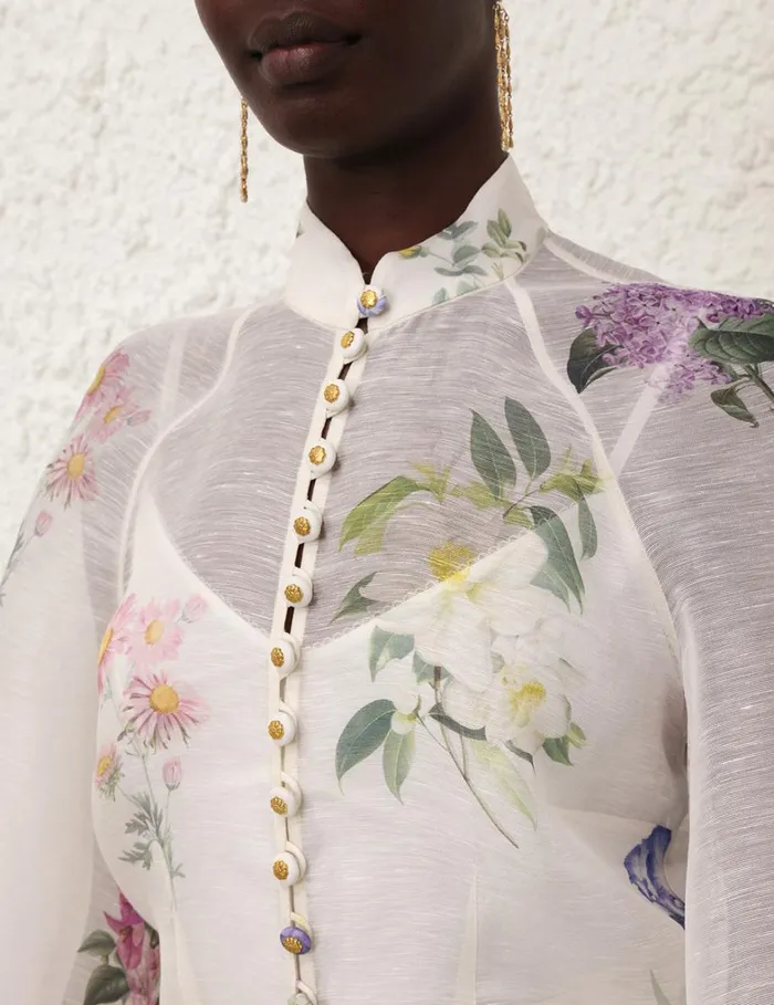 Women Tops Zimmermann Natura Blouse Multi Botanical Ivory
