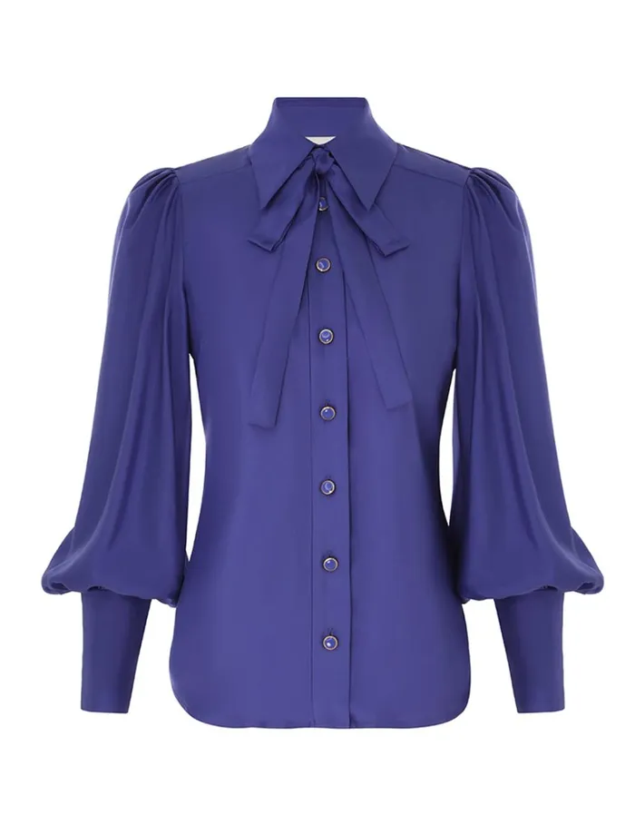 Women Tops Zimmermann Natura Blouson Shirt Lapis