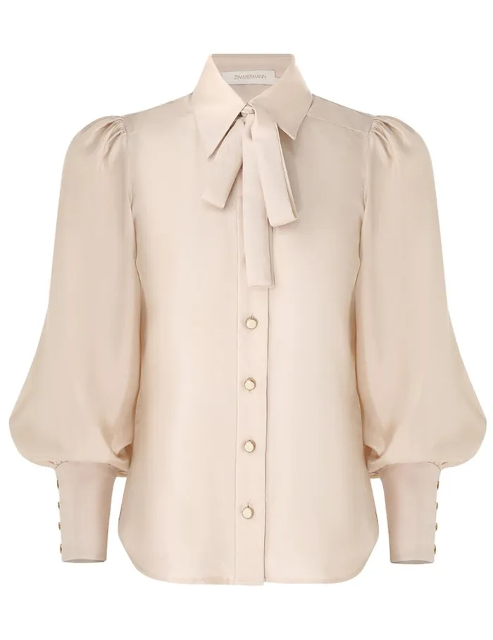 Women Tops Zimmermann Natura Blouson Shirt Pearl