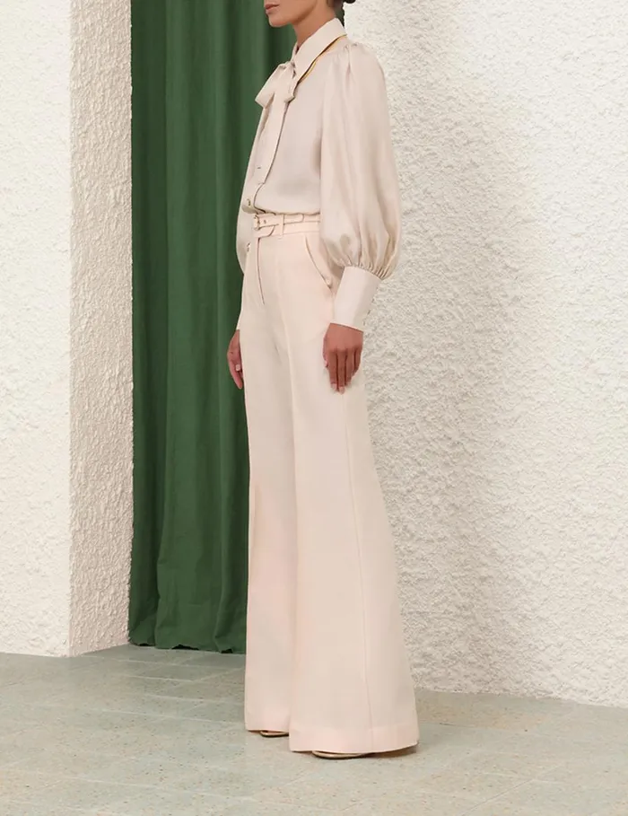 Women Tops Zimmermann Natura Blouson Shirt Pearl