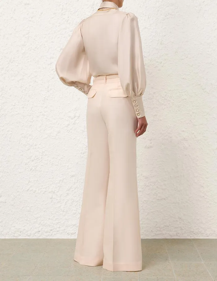 Women Tops Zimmermann Natura Blouson Shirt Pearl