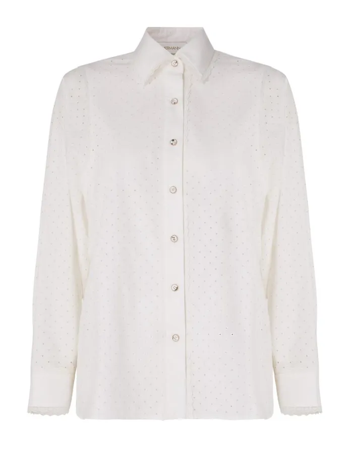 Women Tops Zimmermann Natura Burnout Oversized Shirt Ivory