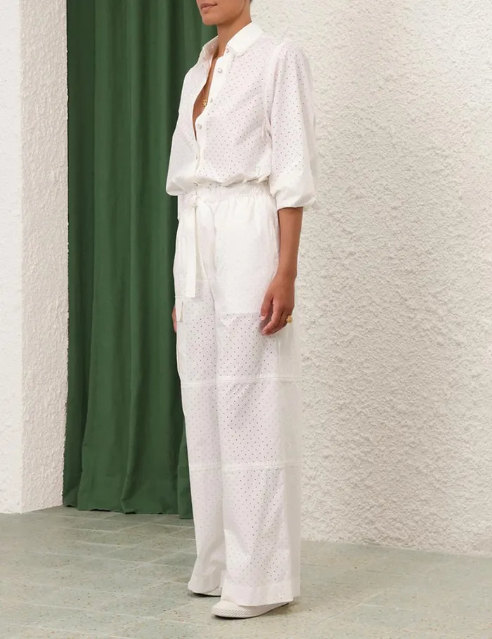 Women Tops Zimmermann Natura Burnout Oversized Shirt Ivory