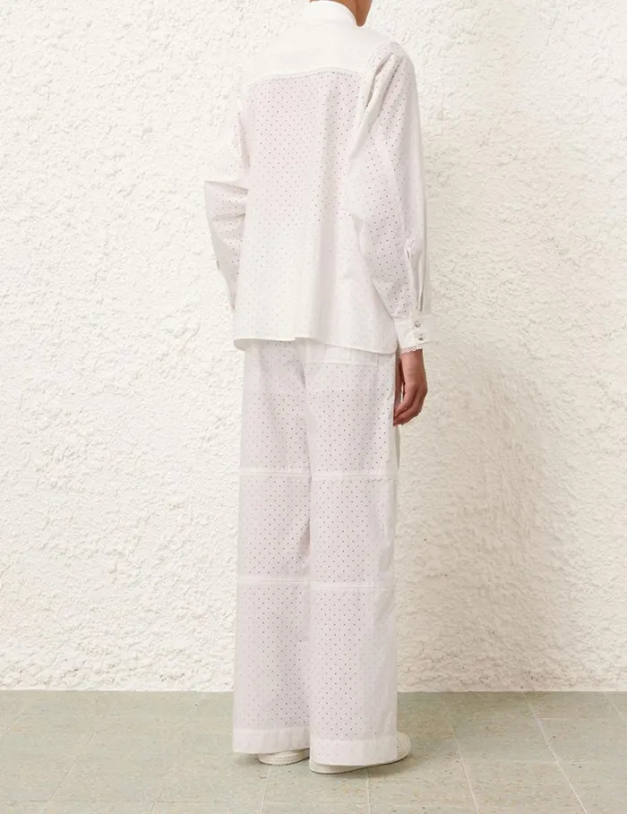 Women Tops Zimmermann Natura Burnout Oversized Shirt Ivory