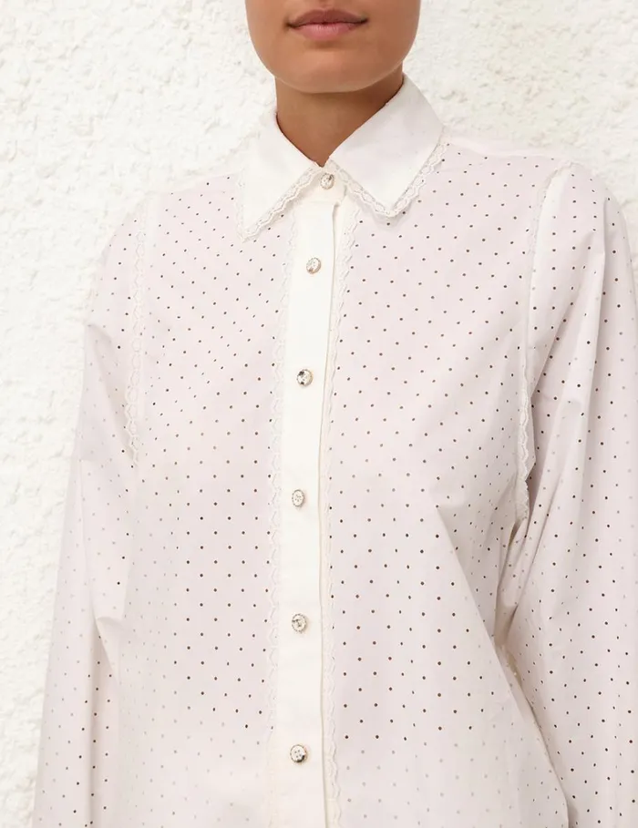 Women Tops Zimmermann Natura Burnout Oversized Shirt Ivory