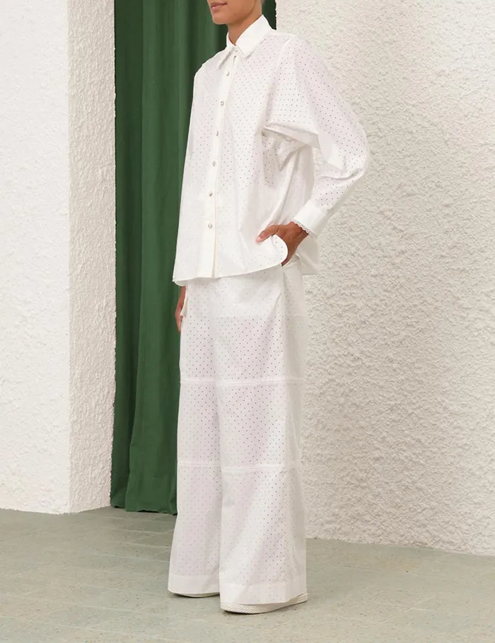 Women Tops Zimmermann Natura Burnout Oversized Shirt Ivory