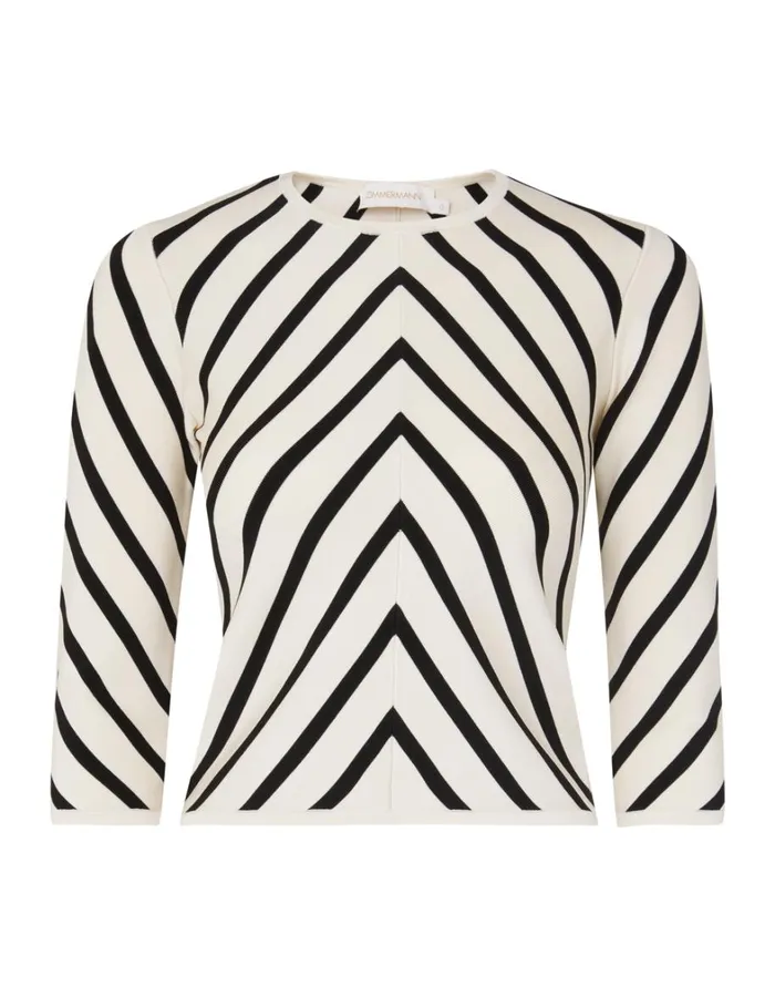 Women Tops Zimmermann Natura Crew Neck Top Chevron