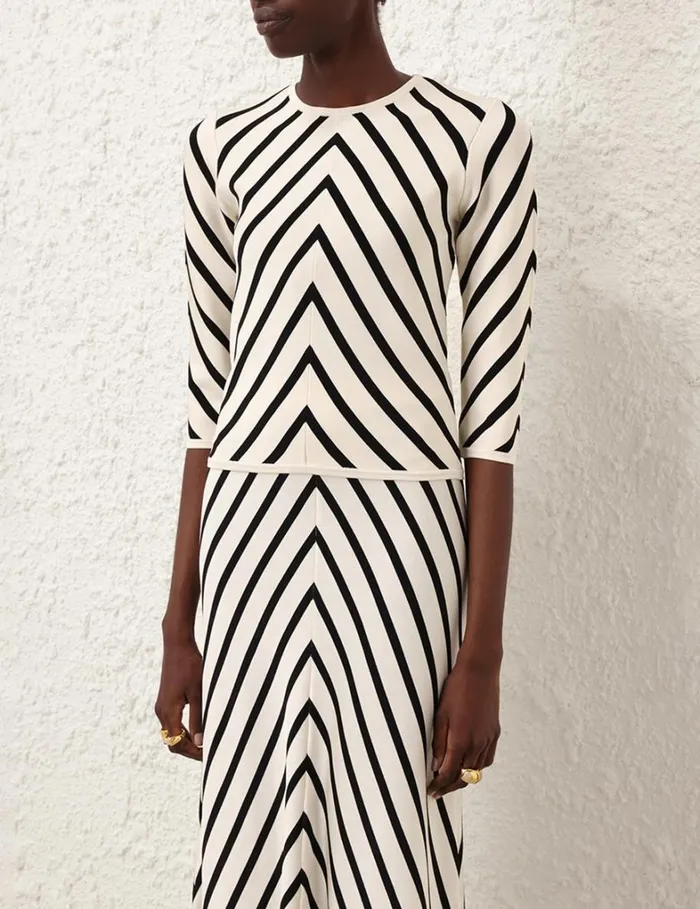 Women Tops Zimmermann Natura Crew Neck Top Chevron