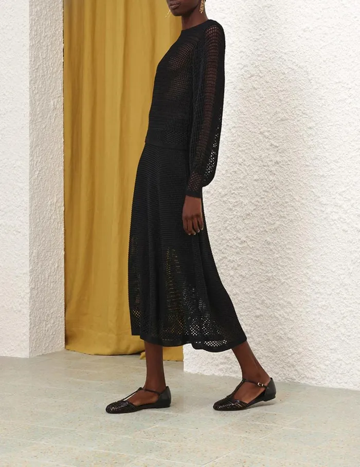 Women Tops Zimmermann Natura Crochet Blouson Top Black