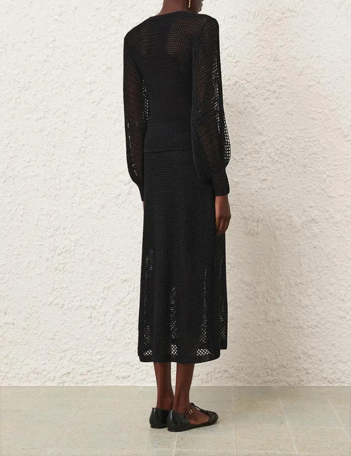 Women Tops Zimmermann Natura Crochet Blouson Top Black