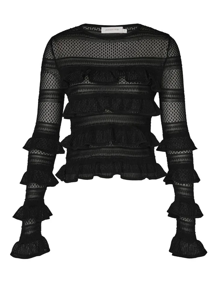 Women Tops Zimmermann Natura Frill Top Black