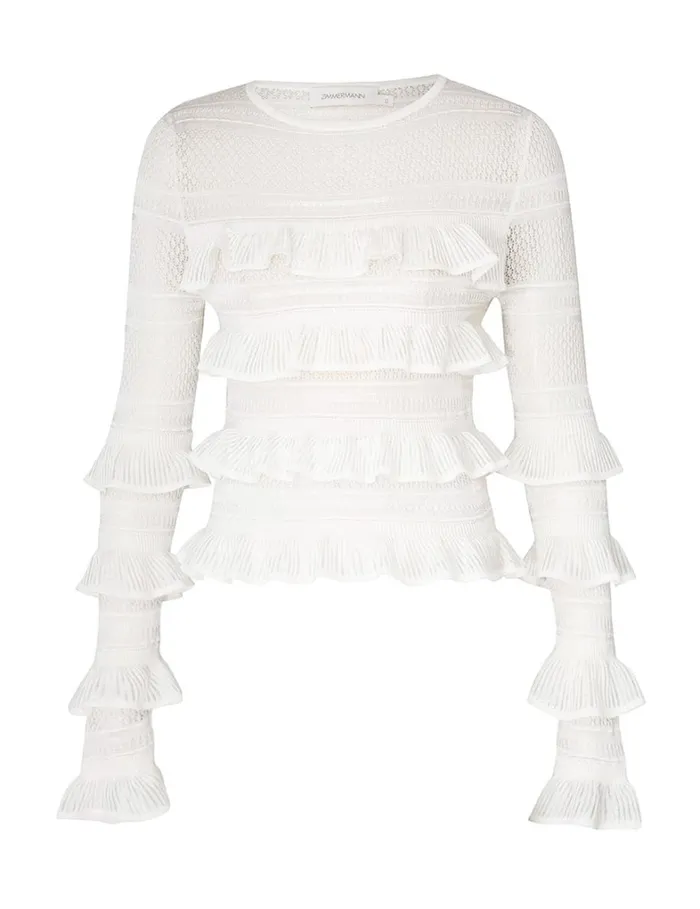 Women Tops Zimmermann Natura Frill Top Parchment