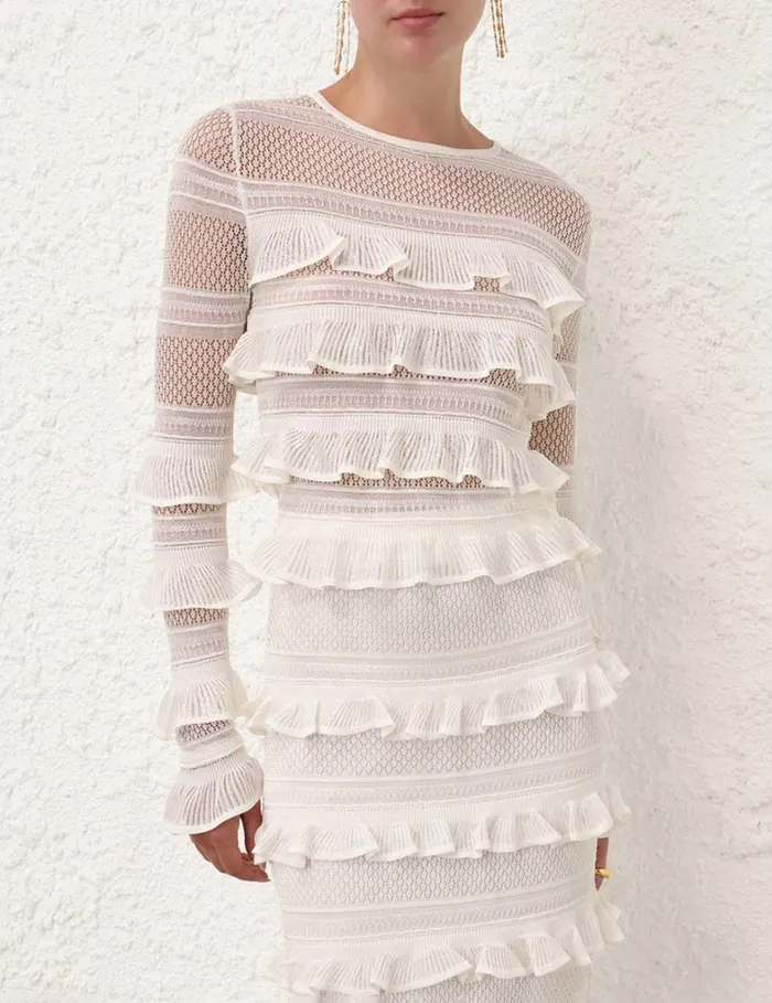 Women Tops Zimmermann Natura Frill Top Parchment