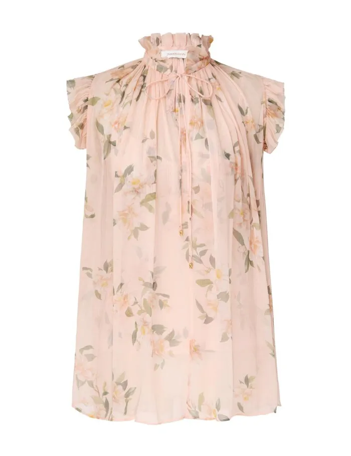 Women Tops Zimmermann Natura Frilled Tank Coral Camellia