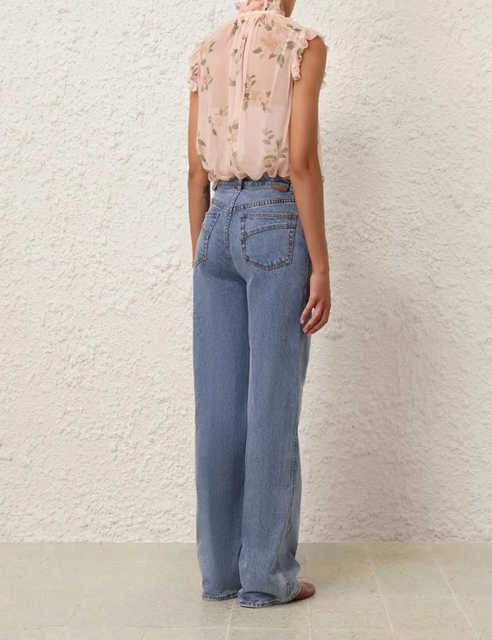 Women Tops Zimmermann Natura Frilled Tank Coral Camellia