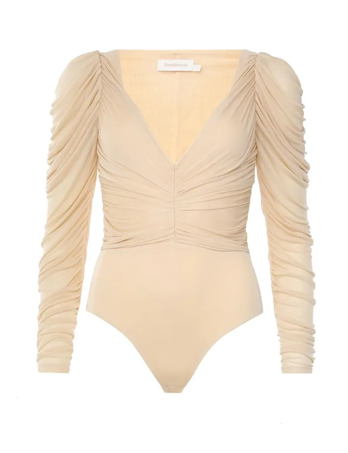 Women Tops Zimmermann Natura Gathered Bodysuit Cream