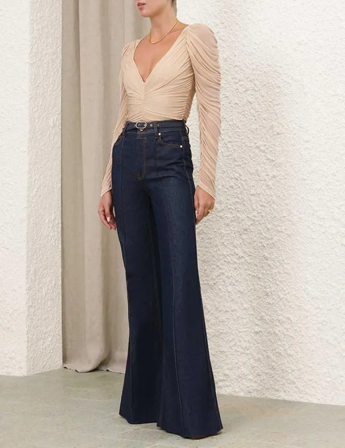 Women Tops Zimmermann Natura Gathered Bodysuit Cream