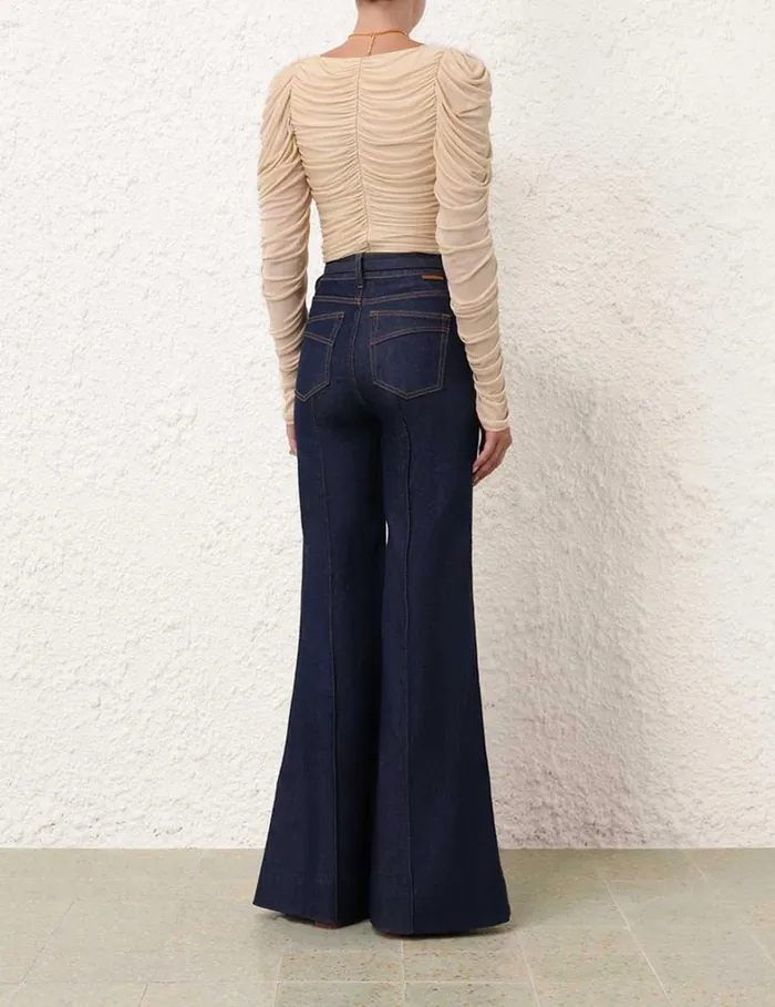 Women Tops Zimmermann Natura Gathered Bodysuit Cream