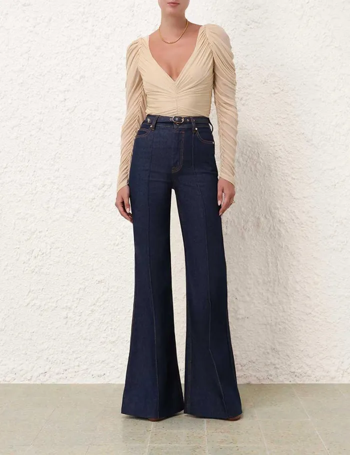 Women Tops Zimmermann Natura Gathered Bodysuit Cream