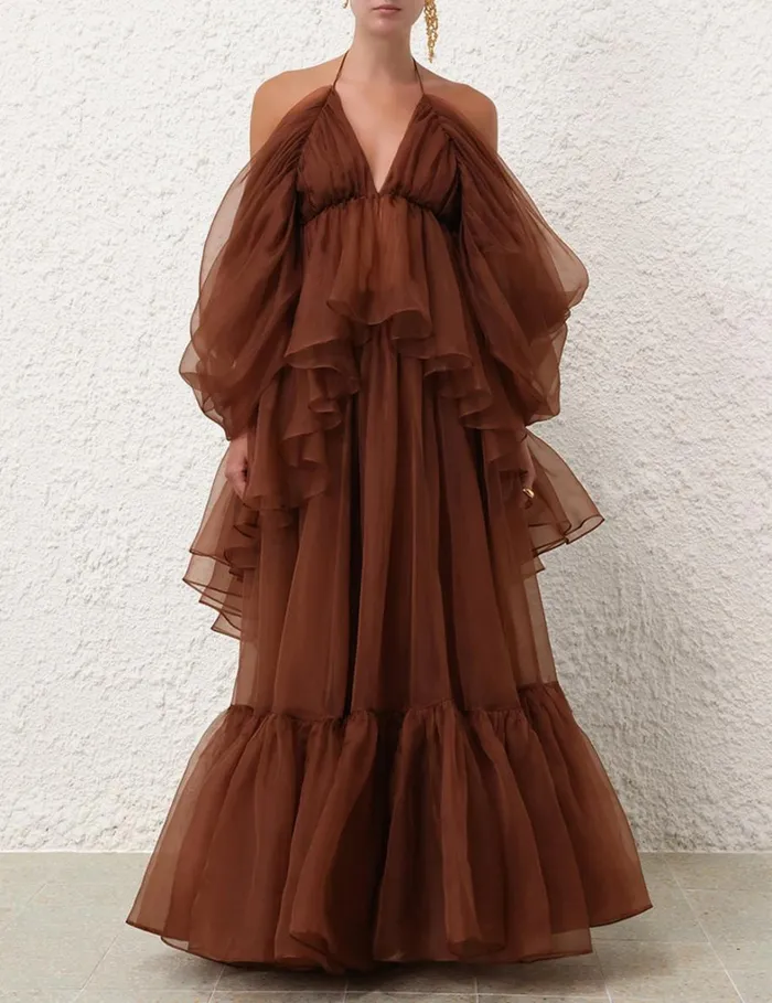 Women Tops Zimmermann Natura Gathered Top Toffee