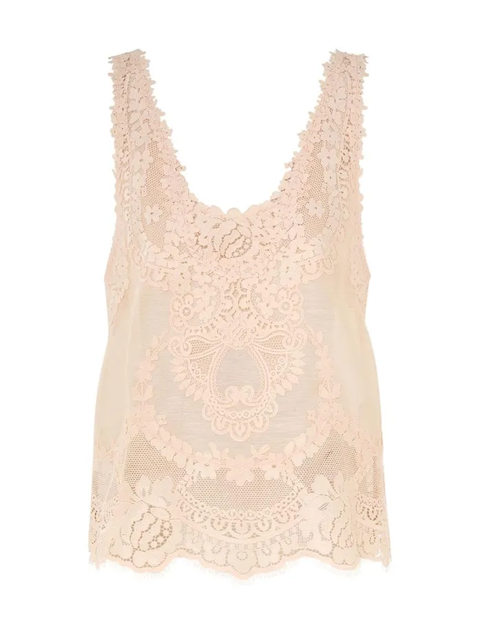 Women Tops Zimmermann Natura Lace Patch Tank Peach