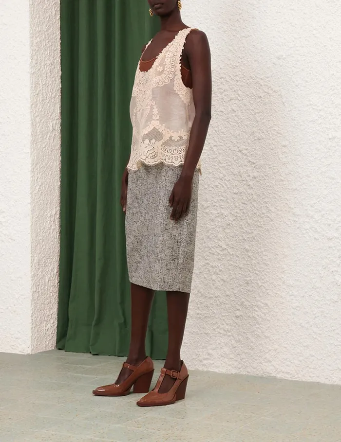 Women Tops Zimmermann Natura Lace Patch Tank Peach