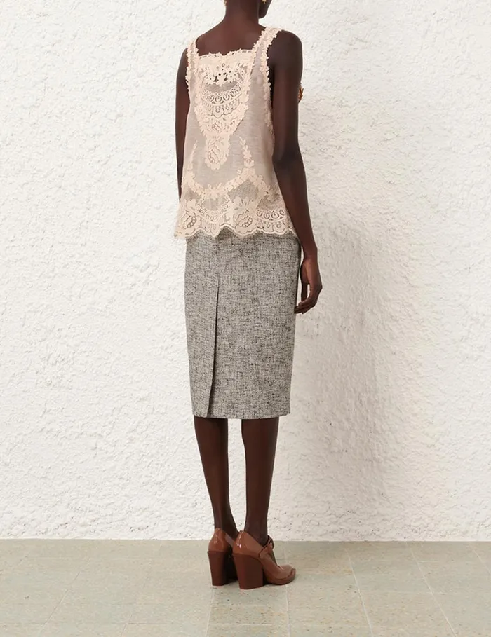 Women Tops Zimmermann Natura Lace Patch Tank Peach