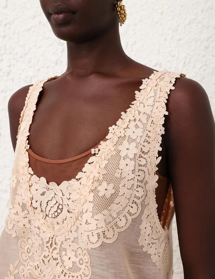 Women Tops Zimmermann Natura Lace Patch Tank Peach