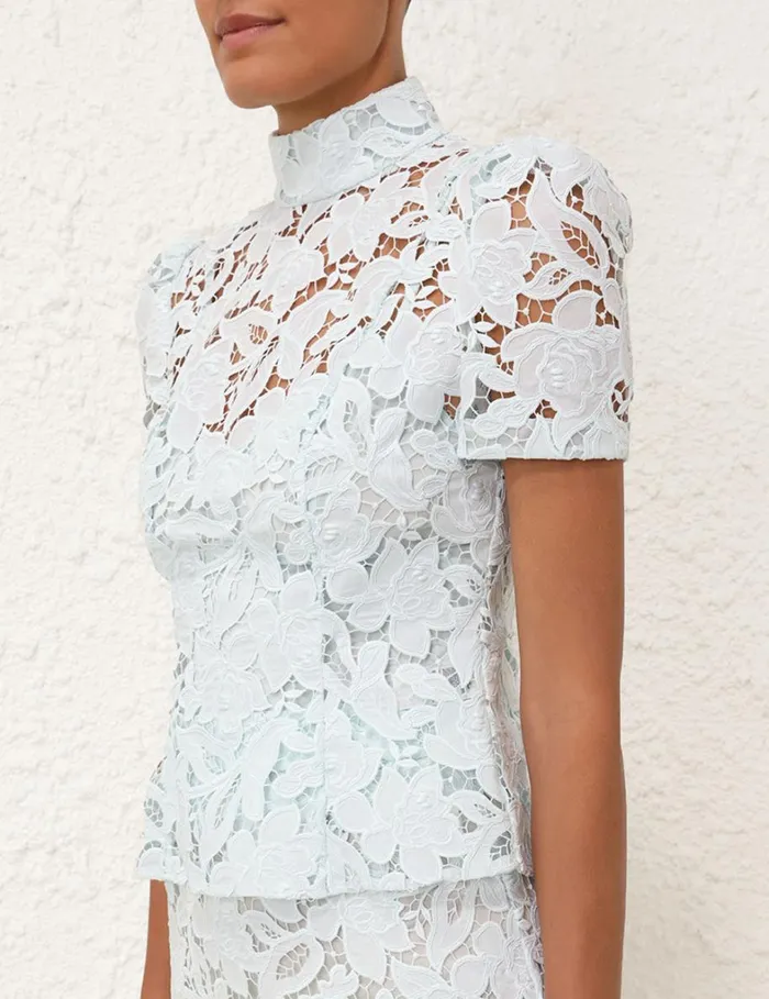 Women Tops Zimmermann Natura Lace Top Mint