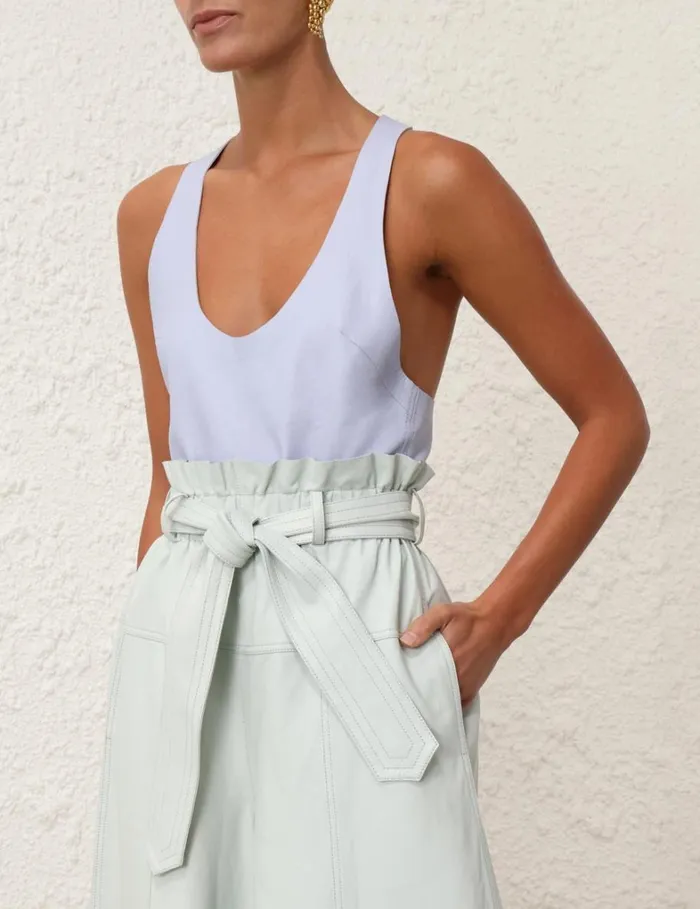 Women Tops Zimmermann Natura Leather Tank Lilac Blue
