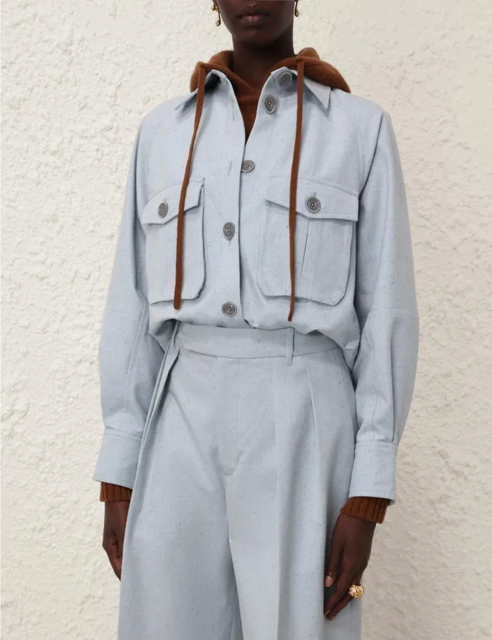 Women Tops Zimmermann Natura Oversized Pocket Jacket Chambray