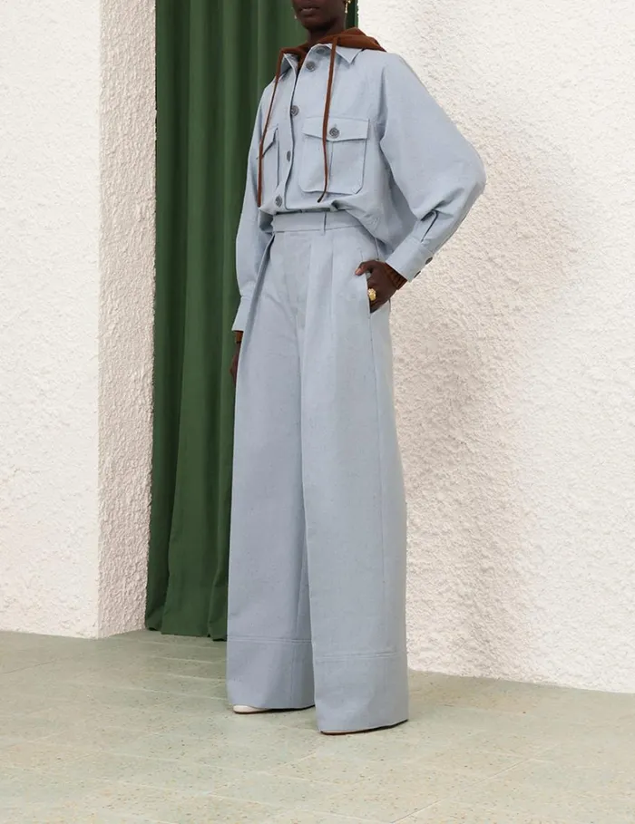 Women Tops Zimmermann Natura Oversized Pocket Jacket Chambray