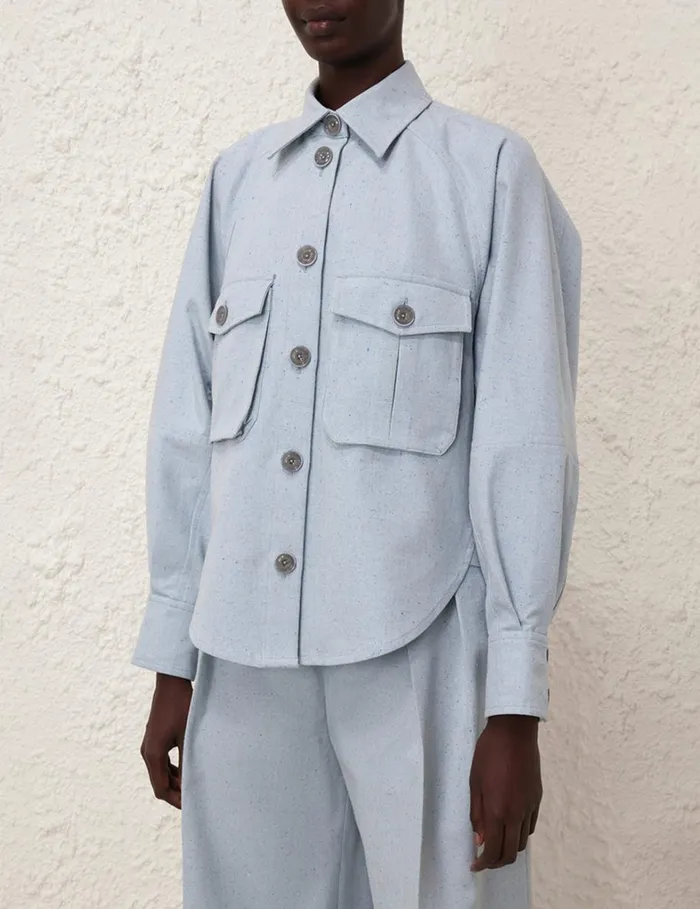 Women Tops Zimmermann Natura Oversized Pocket Jacket Chambray