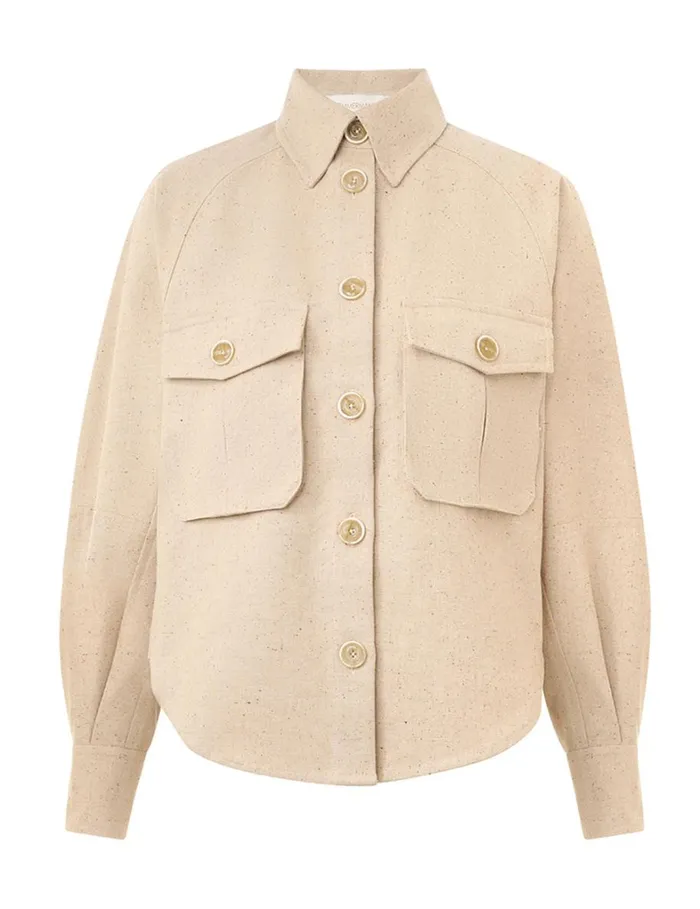 Women Tops Zimmermann Natura Oversized Pocket Jacket Natural