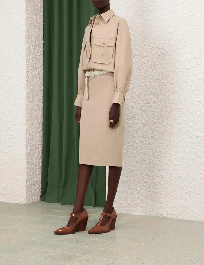Women Tops Zimmermann Natura Oversized Pocket Jacket Natural