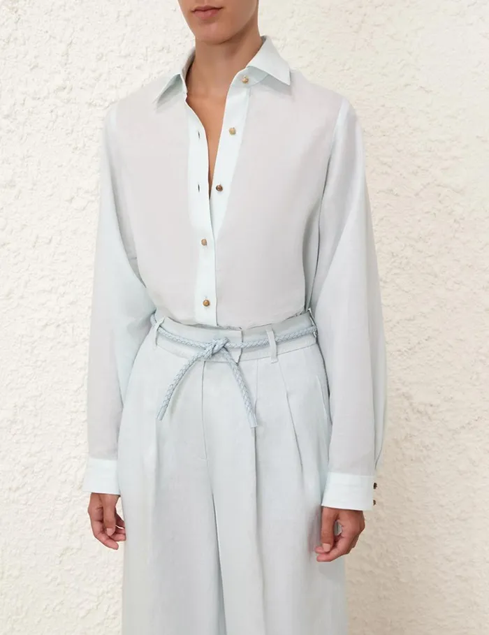 Women Tops Zimmermann Natura Oversized Shirt Mint