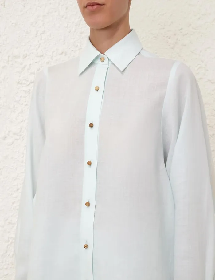 Women Tops Zimmermann Natura Oversized Shirt Mint