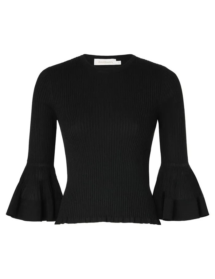 Women Tops Zimmermann Natura Ruffle Top Black