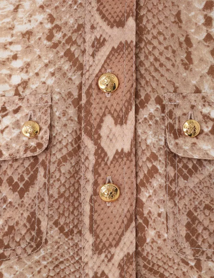 Women Tops Zimmermann Natura Safari Body Shirt Tan Snake