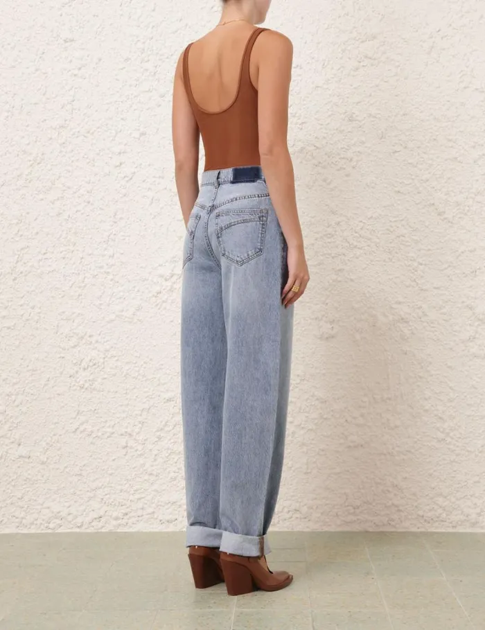Women Tops Zimmermann Natura Scoop Bodysuit Toffee