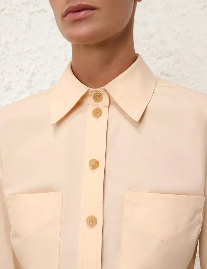 Women Tops Zimmermann Natura Shrunken Shirt Peach