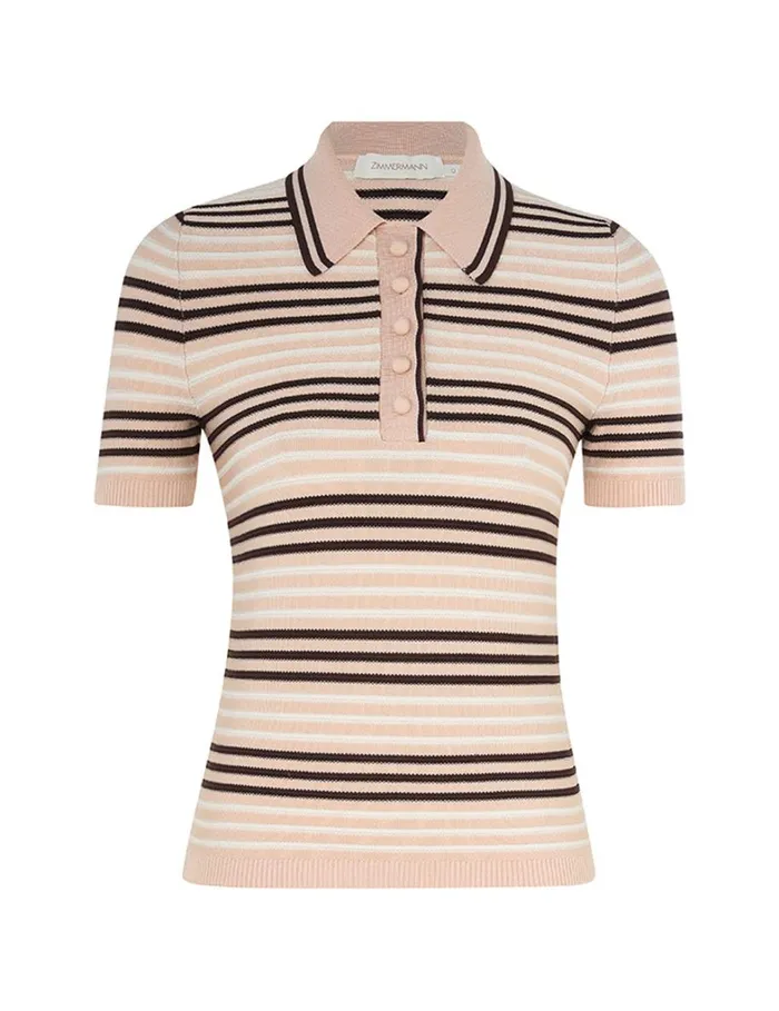 Women Tops Zimmermann Natura Stripe Polo Multi
