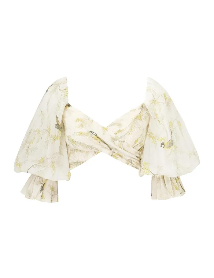 Women Tops Zimmermann Pleated Bodice Acacia Birds