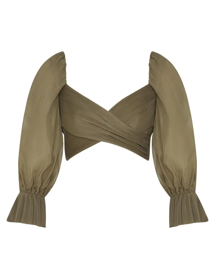 Women Tops Zimmermann Pleated Bodice Olive
