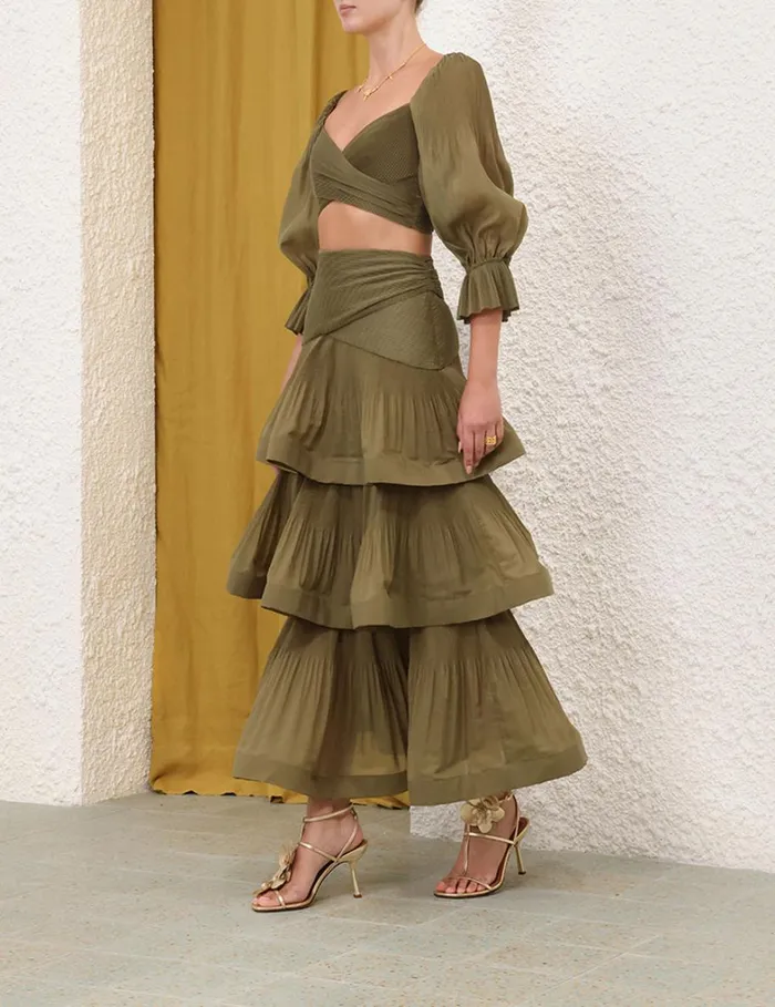 Women Tops Zimmermann Pleated Bodice Olive
