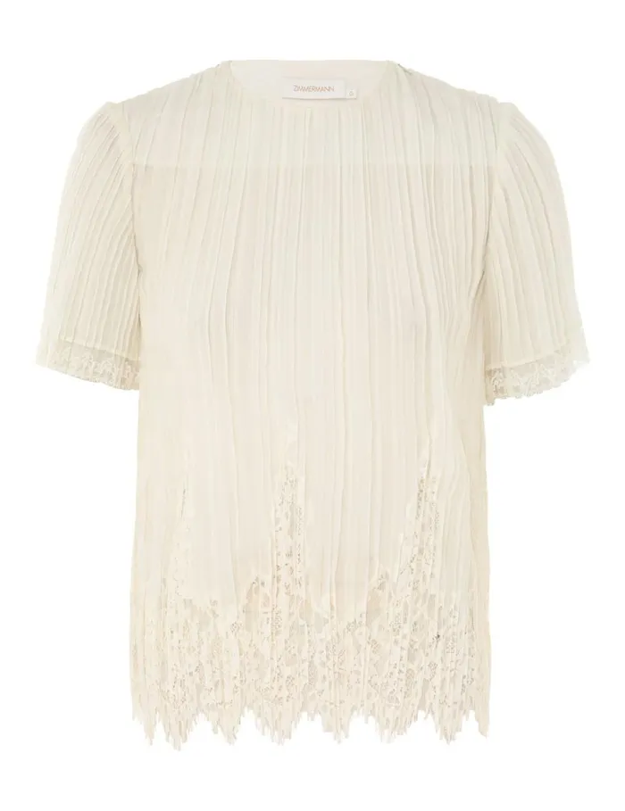 Women Tops Zimmermann Pleated Top Cream
