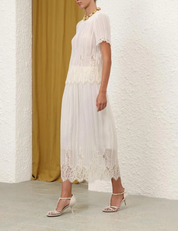 Women Tops Zimmermann Pleated Top Cream